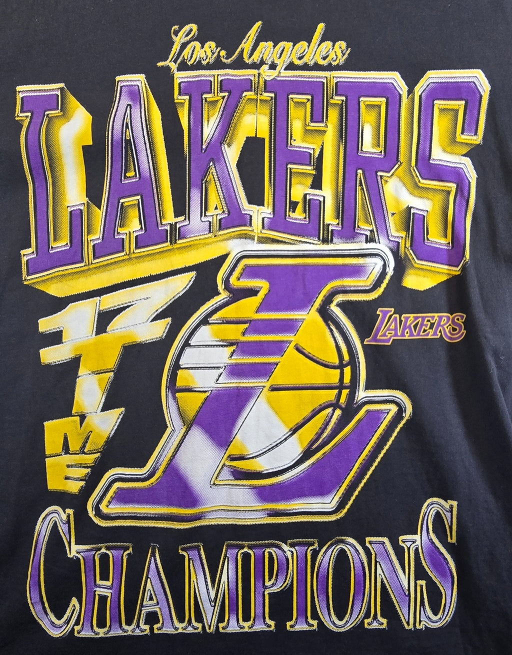 New Era LA Lakers Champions T Shirt Medium M Black NBA Basketball Graphic Tee