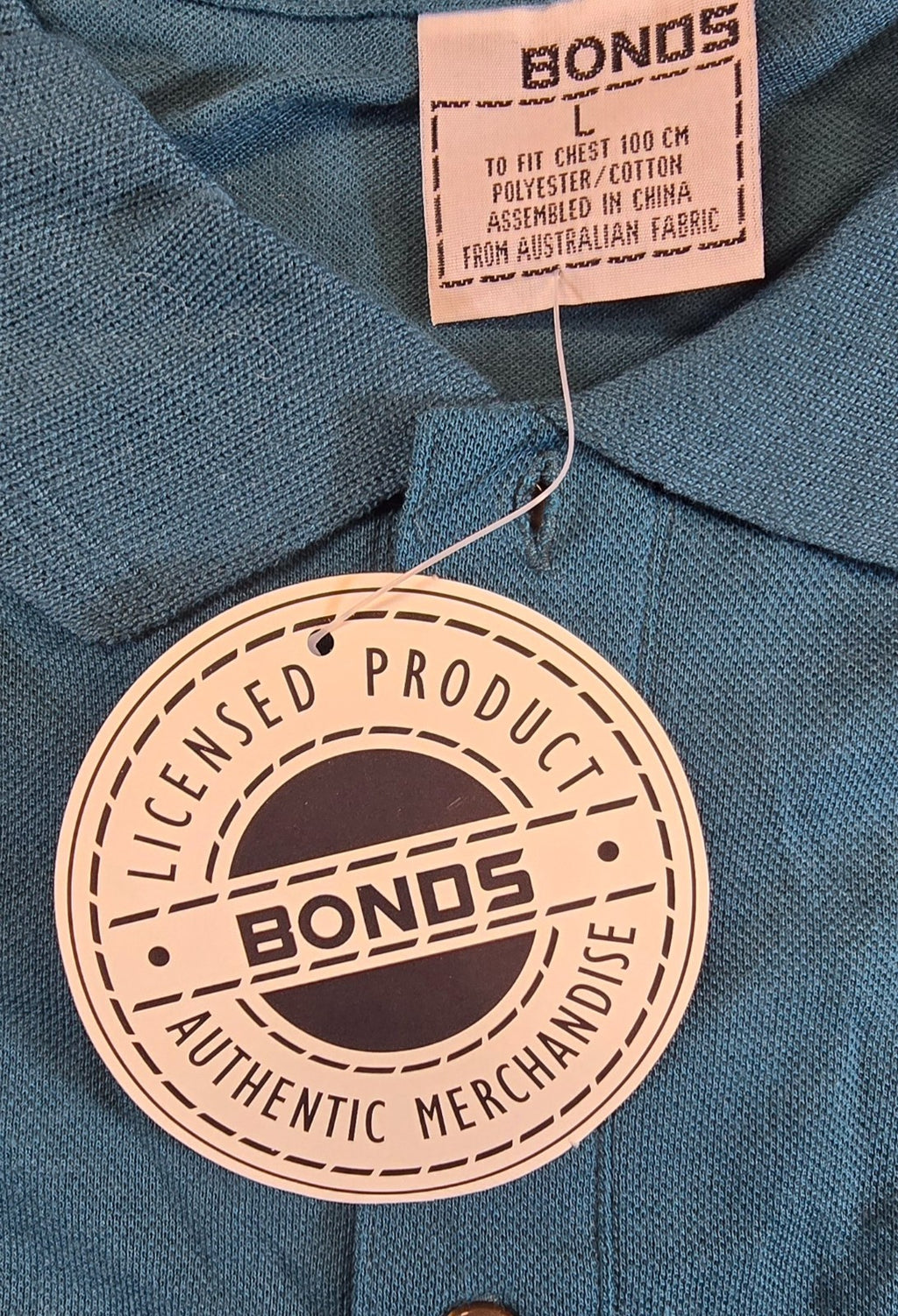 Bonds BBQ Boss Polo Shirt Large L Blue Barbecue Chef Licensed Graphic NWT