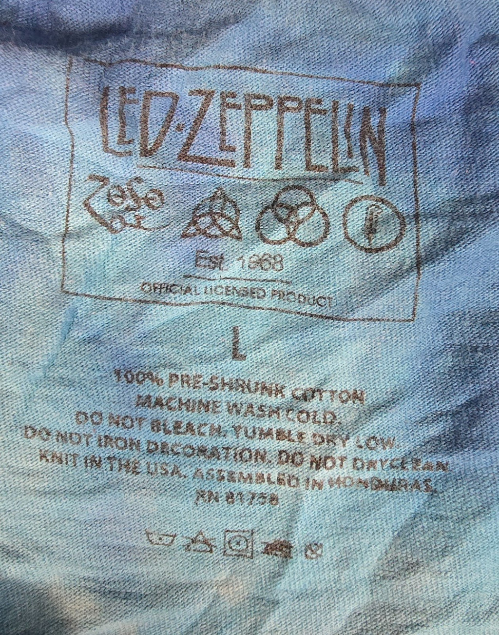 Led Zeppelin U.S. Tour 1975 T Shirt Large L Tie Dye Swan Song Rock Band Tee
